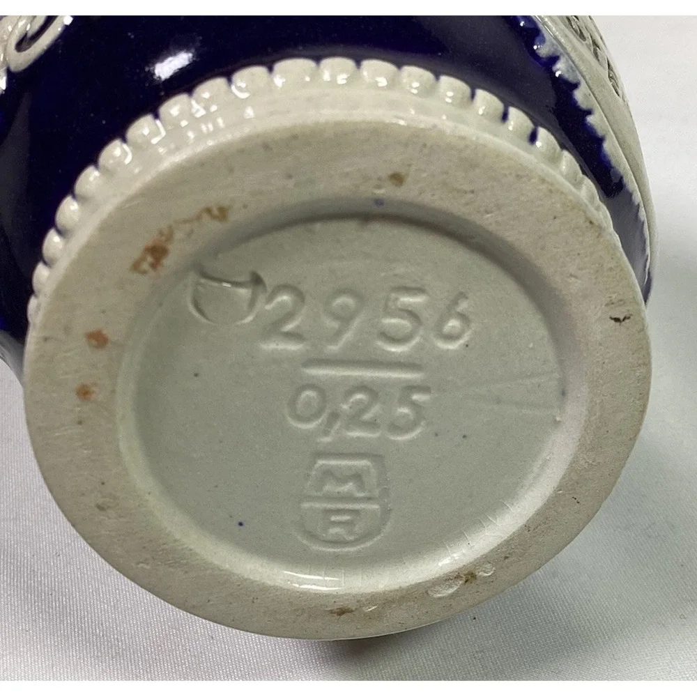 Vintage West Germany Cobalt Blue Salt Glazed Stoneware Wine Jug Lot 5 German